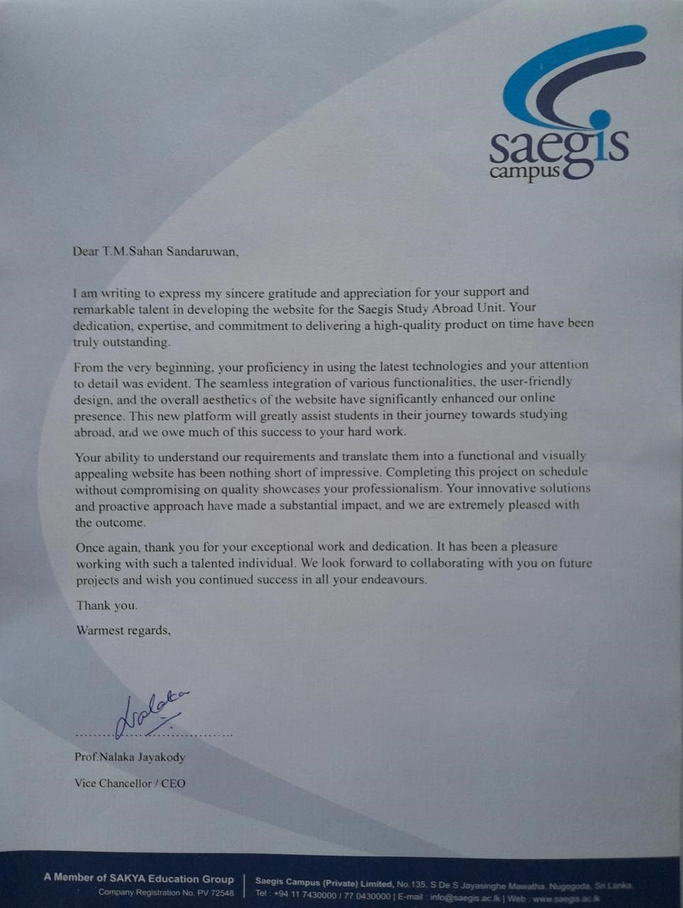 VC Letter